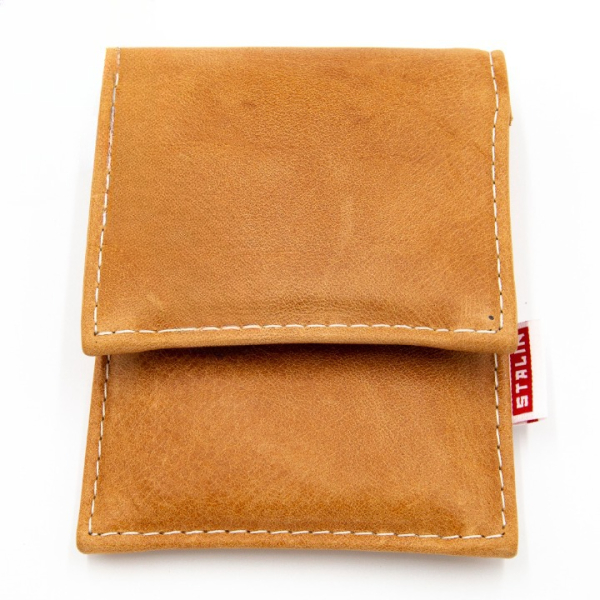 STALIN PhoneBag Echtleder Small kamelbraun mit cremefarbenen Nähten