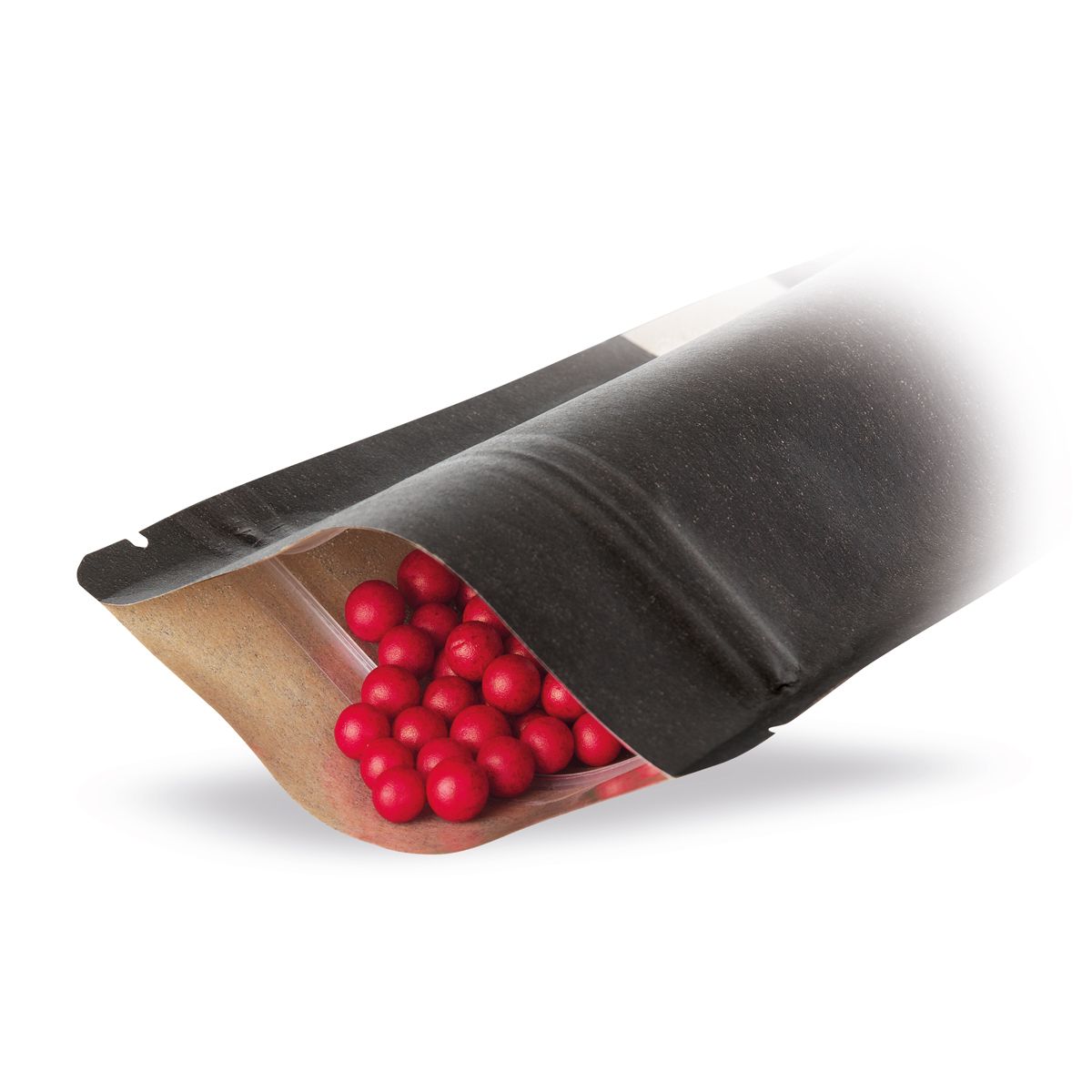 Standbodenbeutel Kraftpapier mit Sichtfenster Schwarz 110 x 185mm  100Stk.