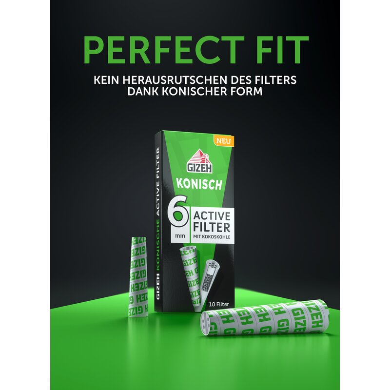GIZEH Active Filter KONISCH 6-7mm - Box - 20 x 10 Stück