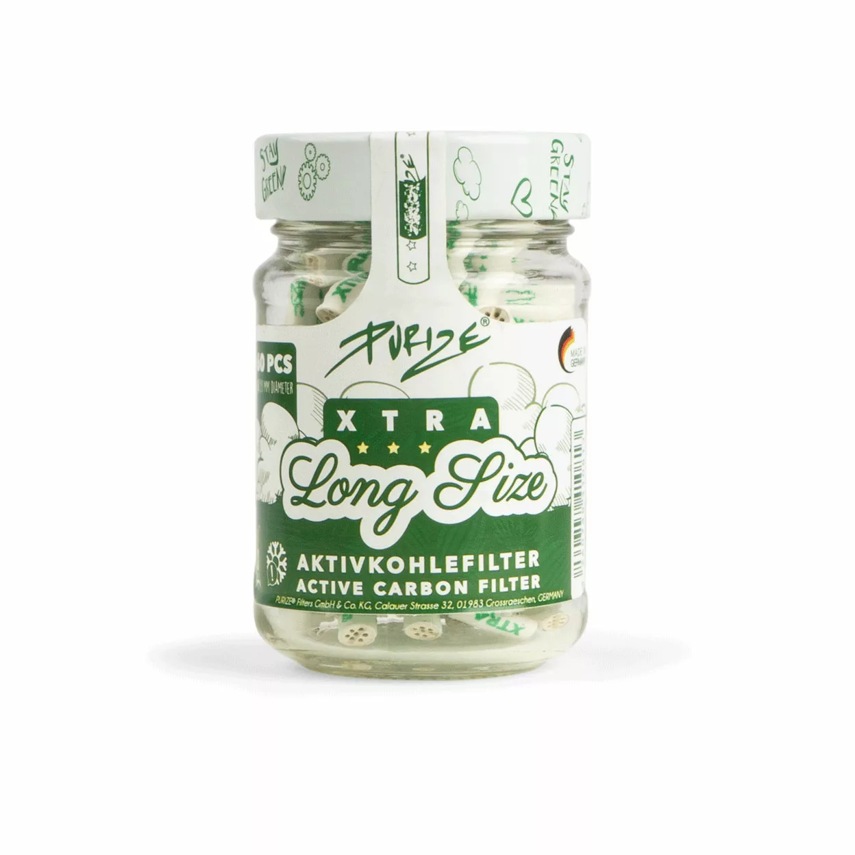 PURIZE® ~ Cannasseur Xtra Slim Aktivkohlefilter WHITE ~ (60 Stk.)