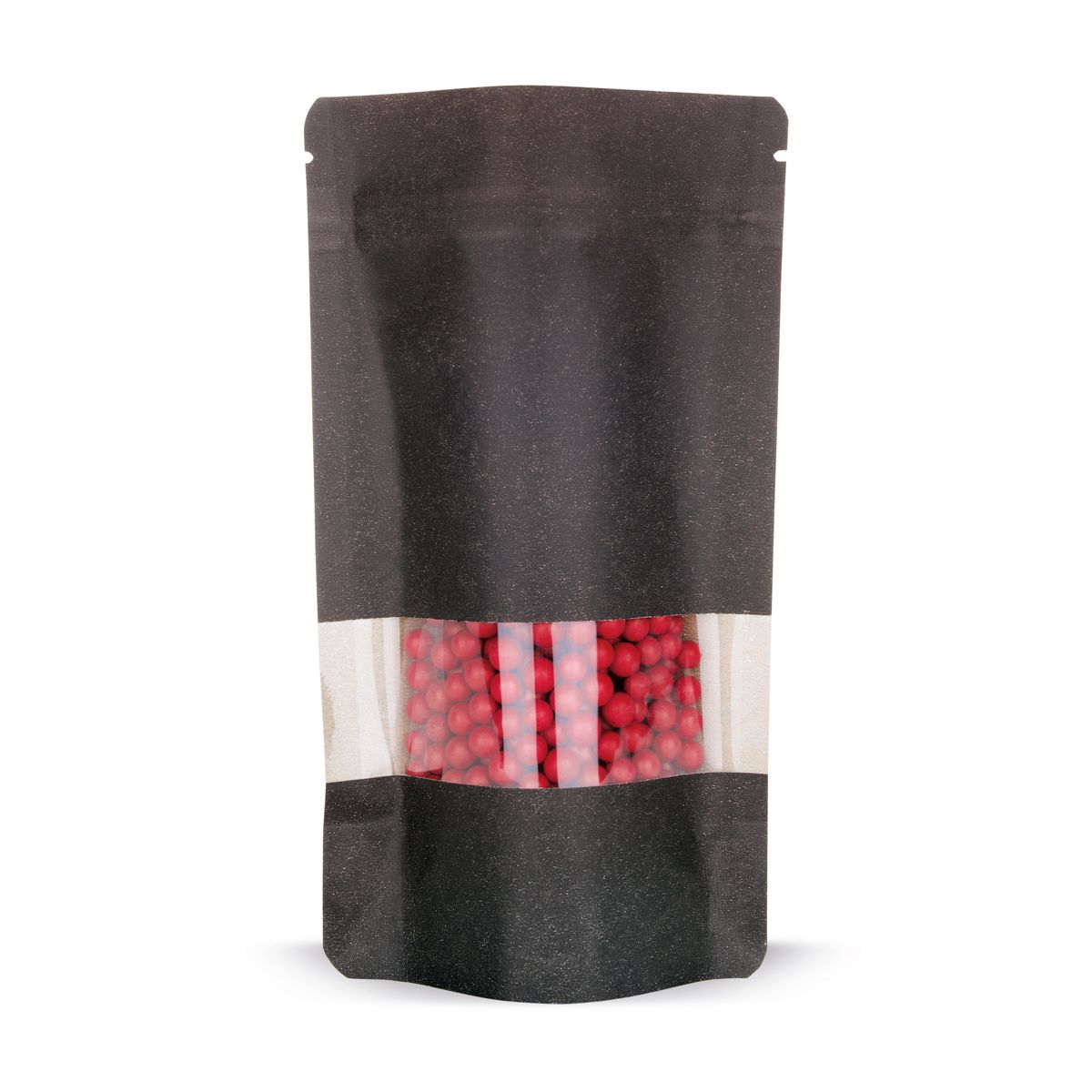 Standbodenbeutel Kraftpapier mit Sichtfenster Schwarz 110 x 185mm  100Stk.